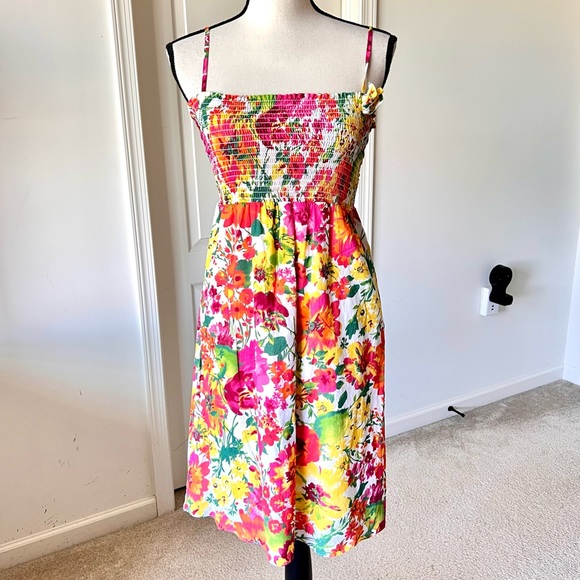 ANN TAYLOR LOFT Floral Smocked Summery Empire Waist Sundress—SZ. 4 - Picture 1 of 15